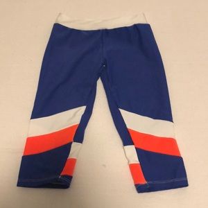 3/4 leggings dark blue and pink and white